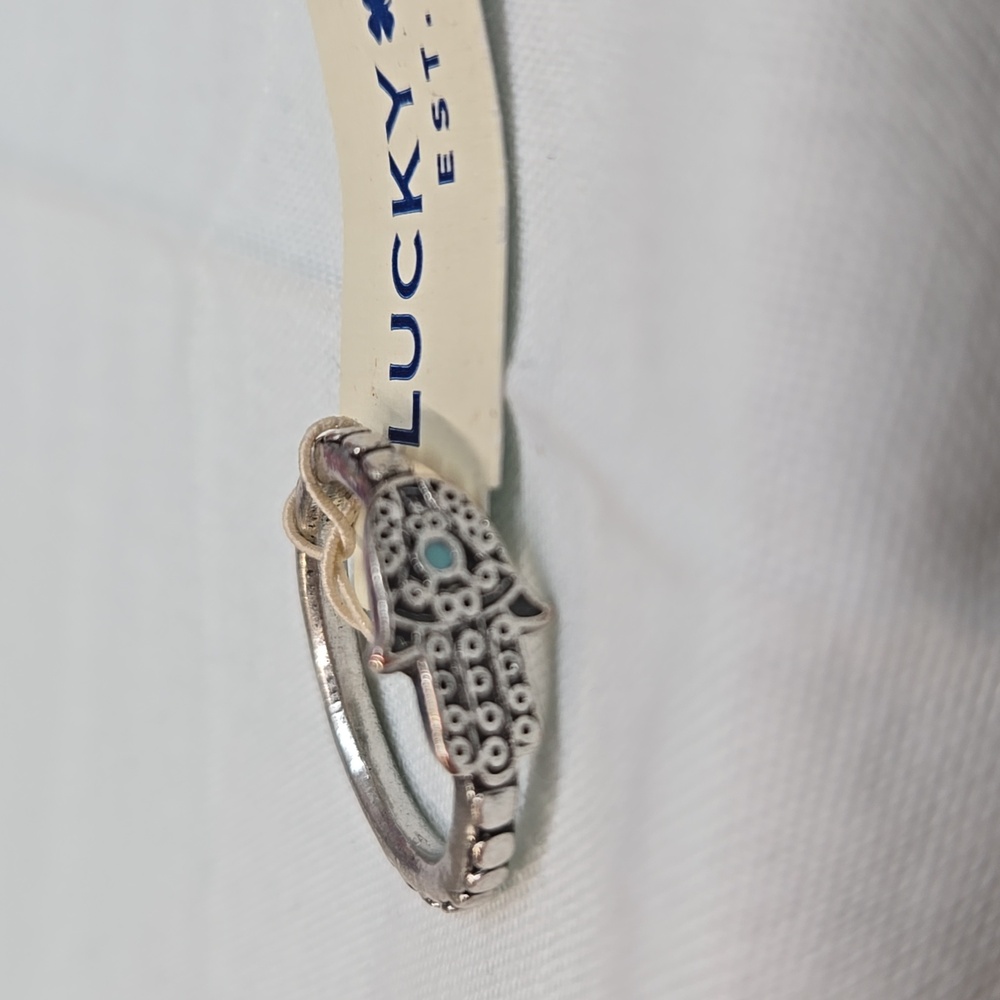 NEW Lucky Brand Silver and Turquoise Hamsa Ring